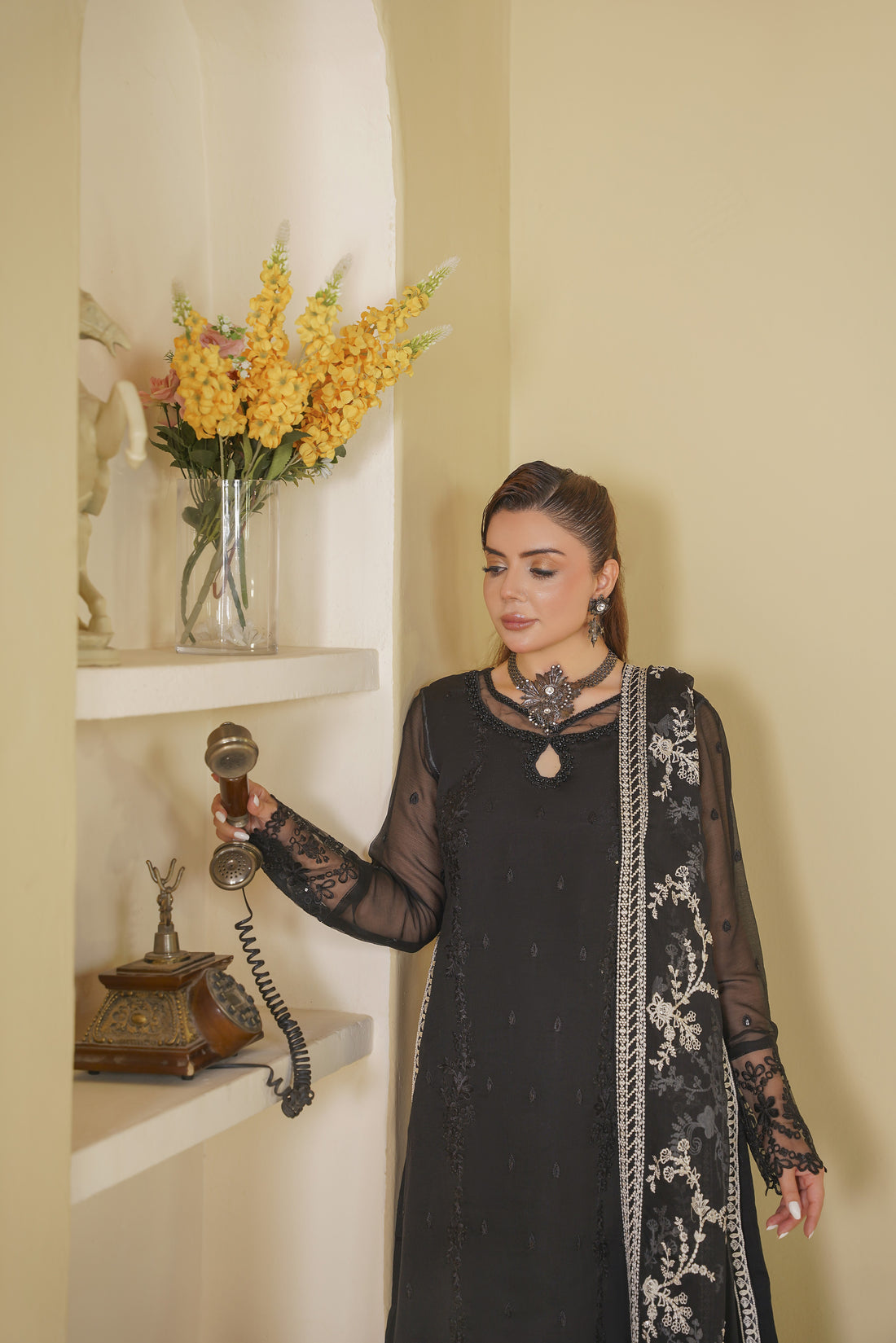 3 Piece - Embroided Chiffon Suit