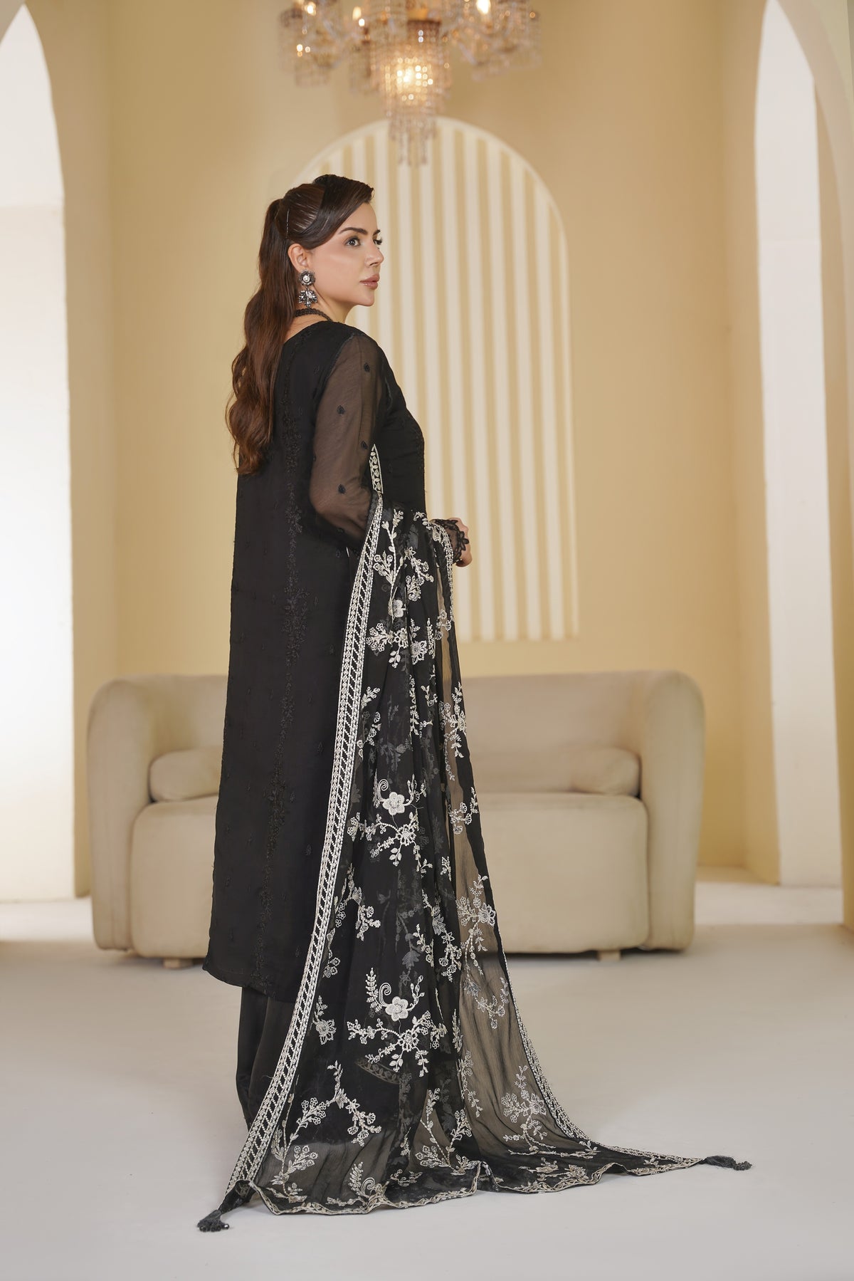 3 Piece - Embroided Chiffon Suit
