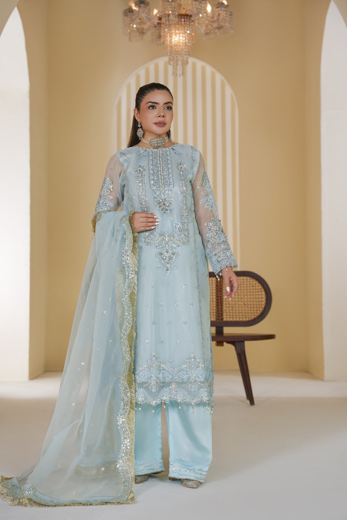 3 Piece - Embroided Formal Suit