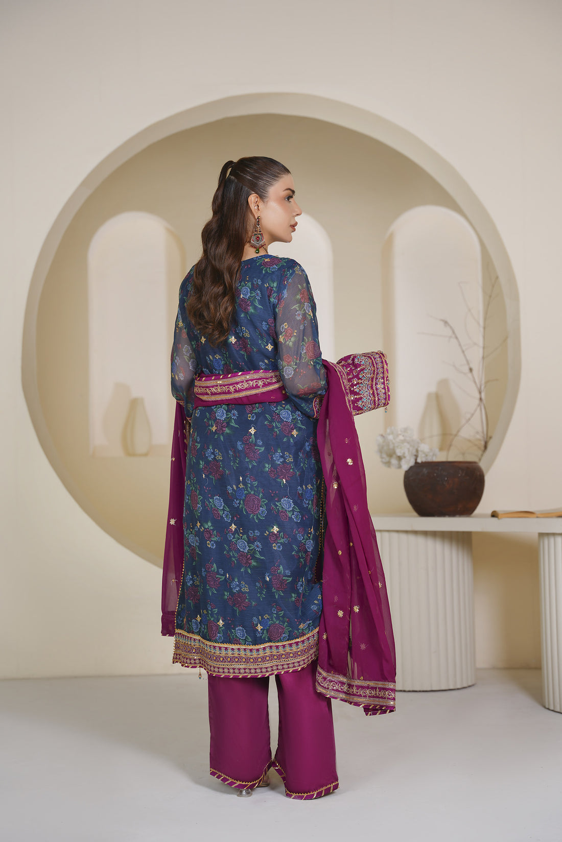 3 Piece - Enbroided Organza Suit