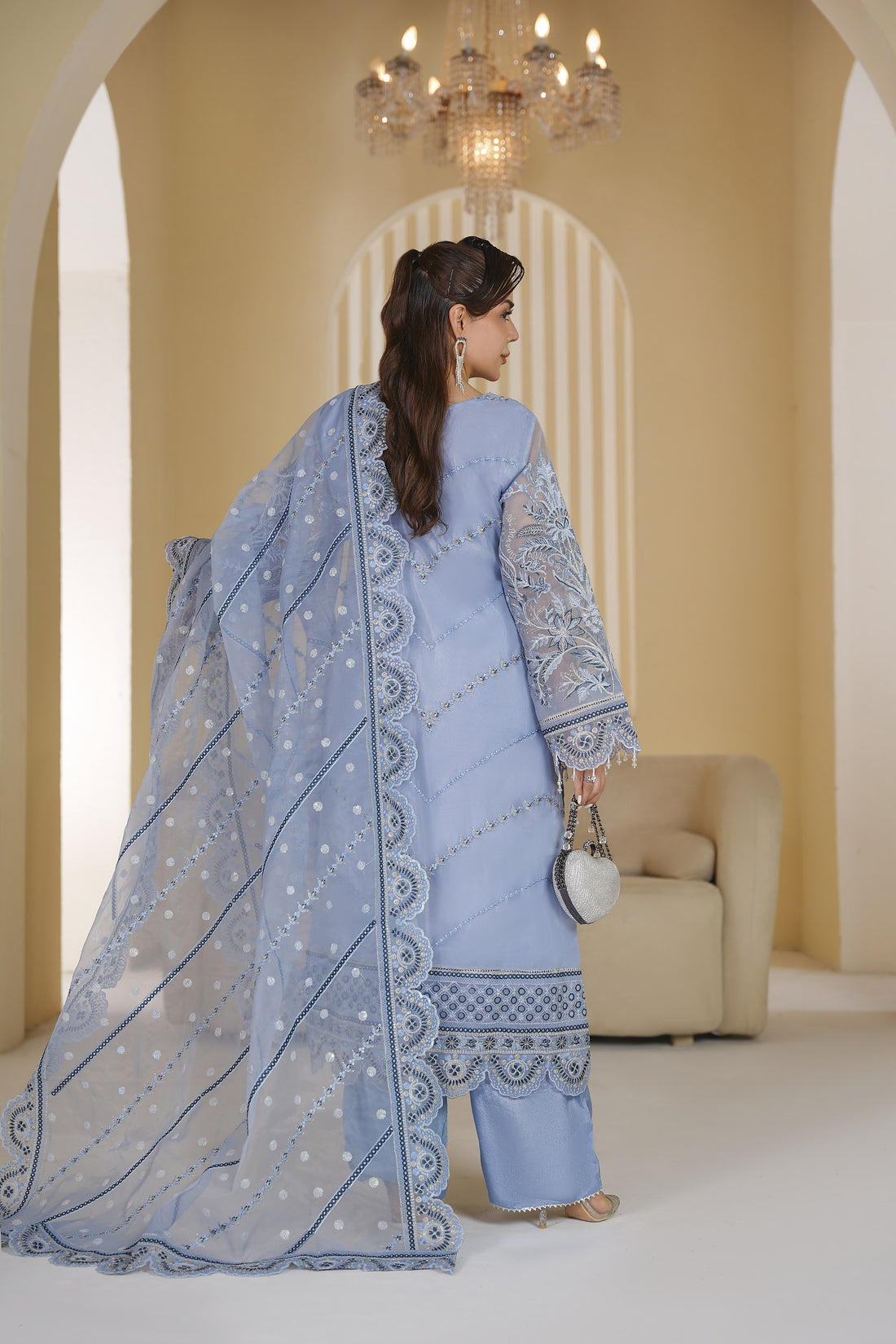 3 piece - Embroided Organza Suit