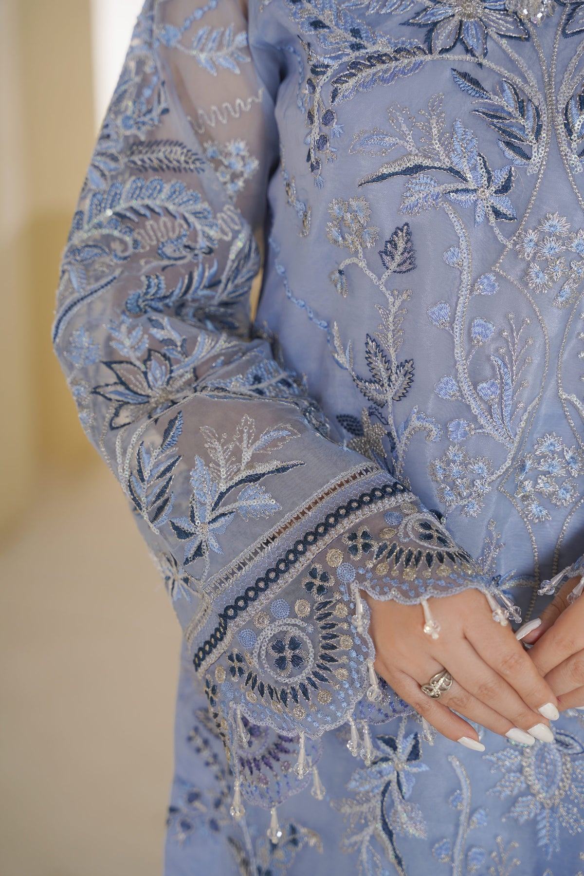 3 piece - Embroided Organza Suit