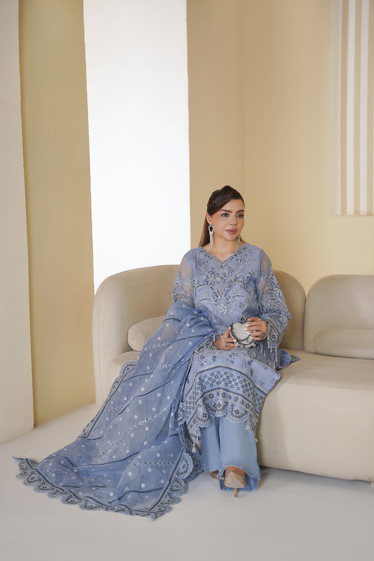 3 piece - Embroided Organza Suit