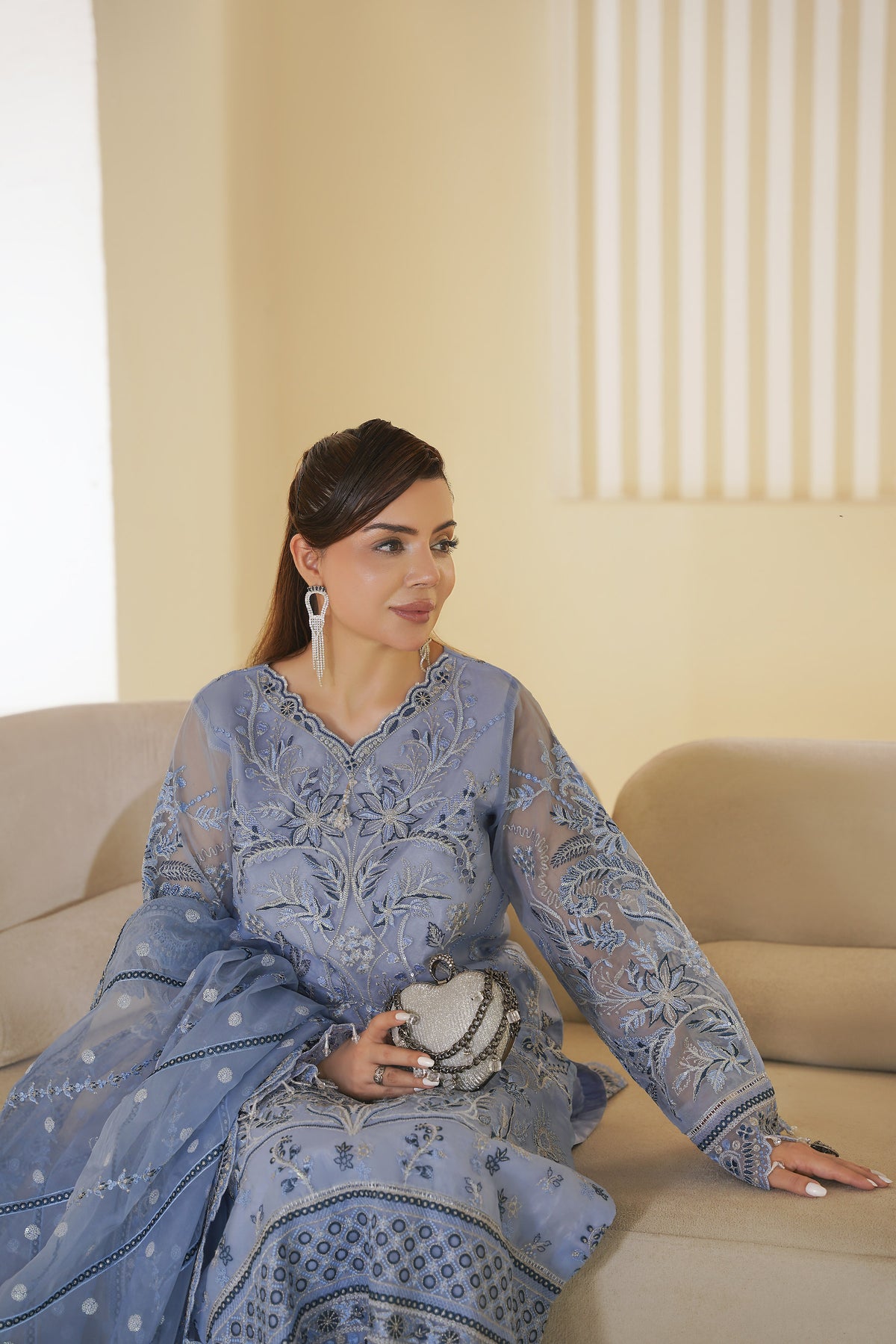 3 piece - Embroided Organza Suit