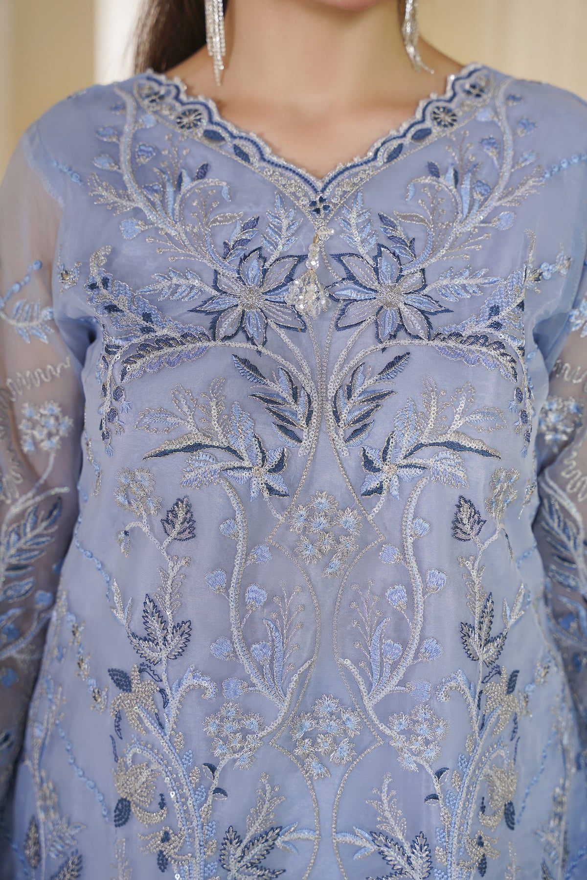 3 piece - Embroided Organza Suit