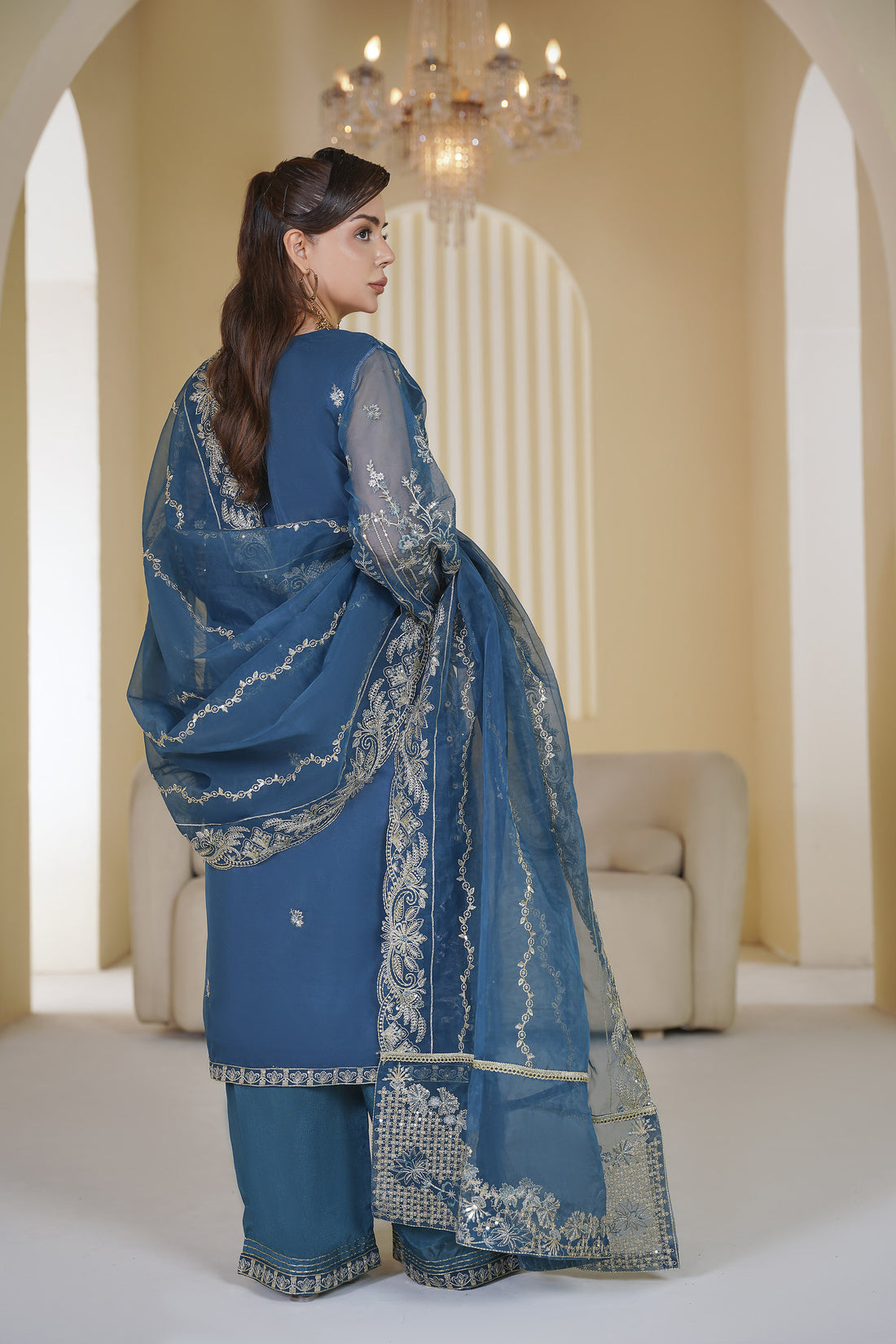 3 Piece - Embroided Organza Suit