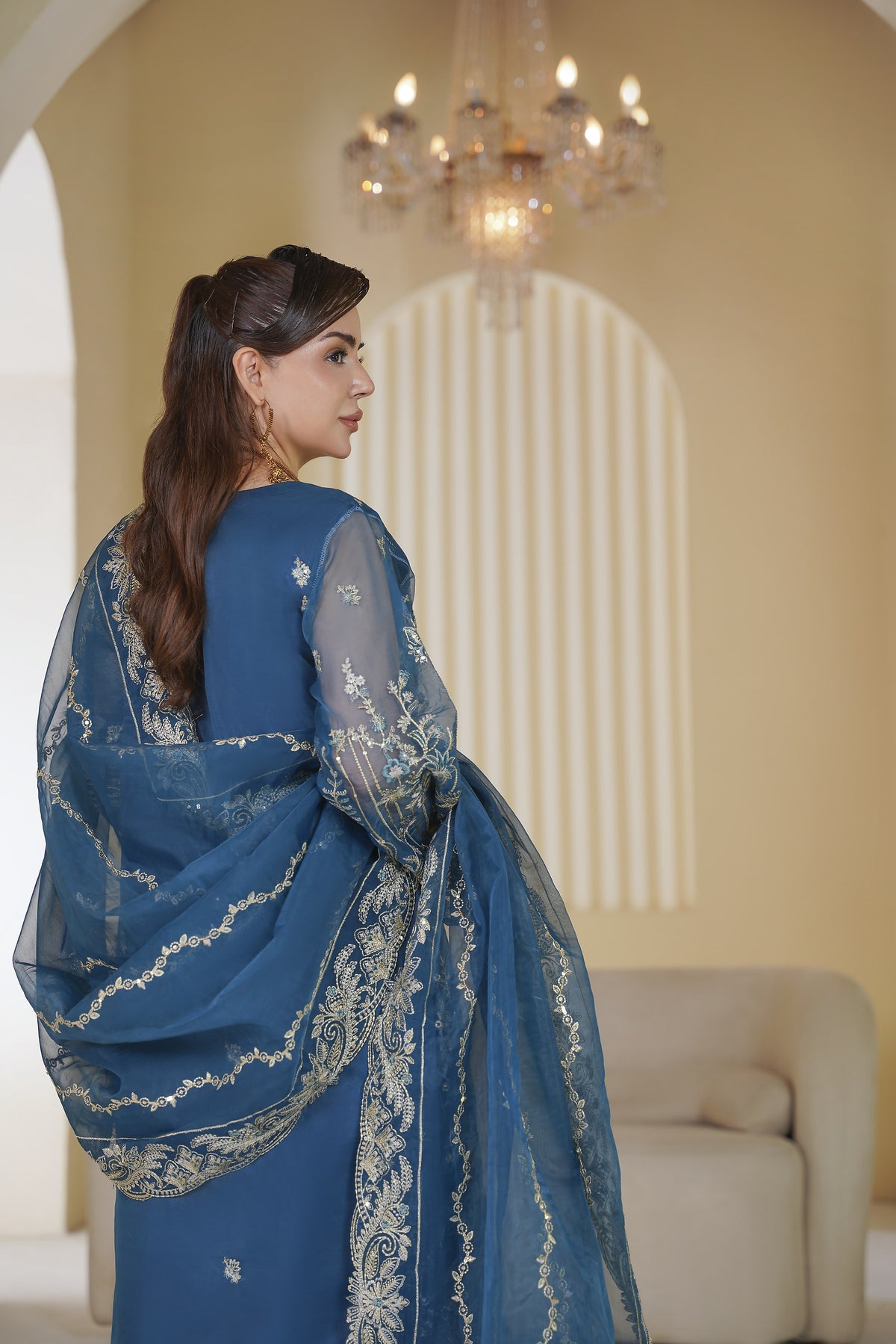 3 Piece - Embroided Organza Suit