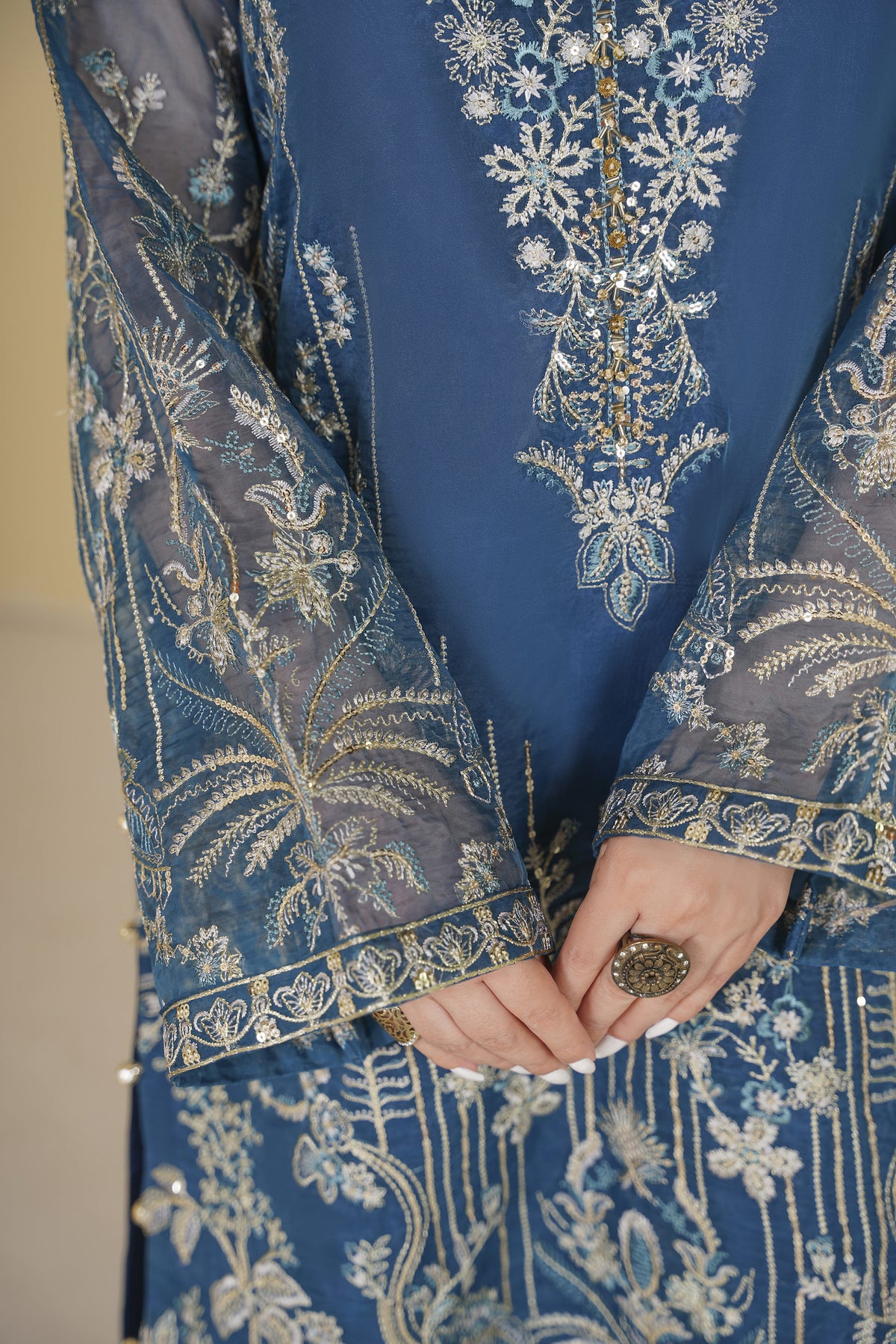 3 Piece - Embroided Organza Suit