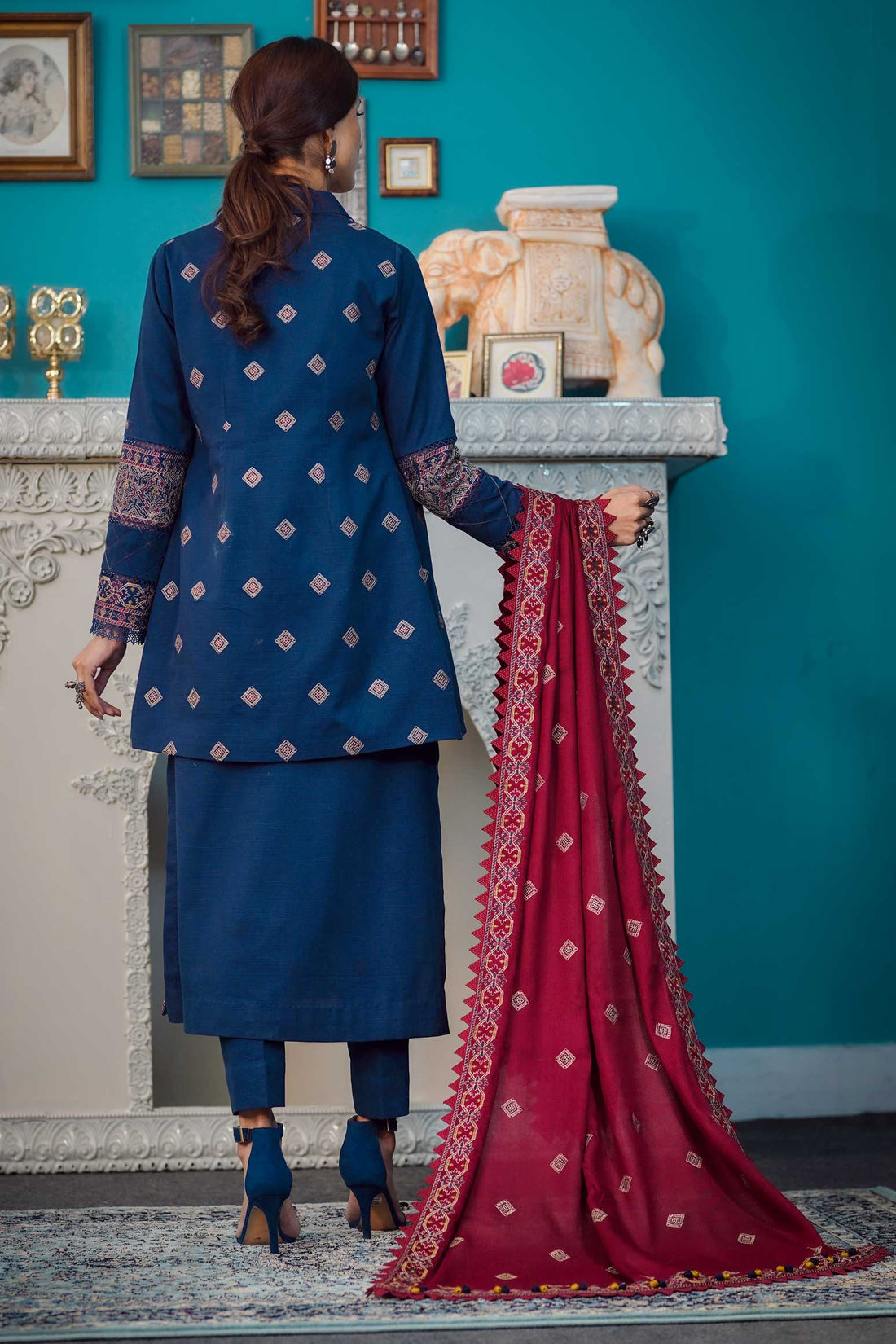 Navy Blue - Moksh by Aayra - Khaddar Unstitched Collection