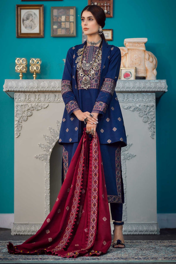 Navy Blue - Moksh by Aayra - Khaddar Unstitched Collection