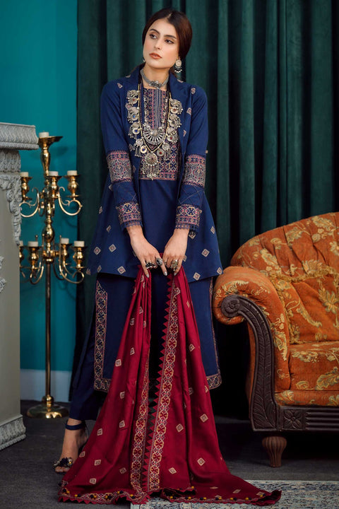 Navy Blue - Moksh by Aayra - Khaddar Unstitched Collection
