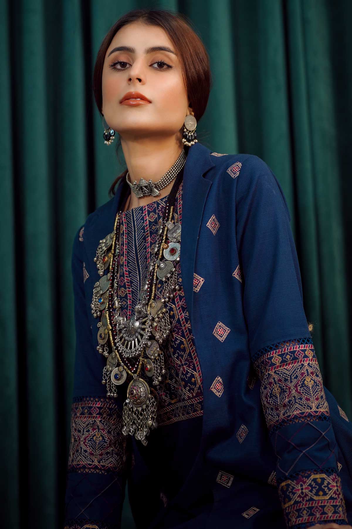 Navy Blue - Moksh by Aayra - Khaddar Unstitched Collection