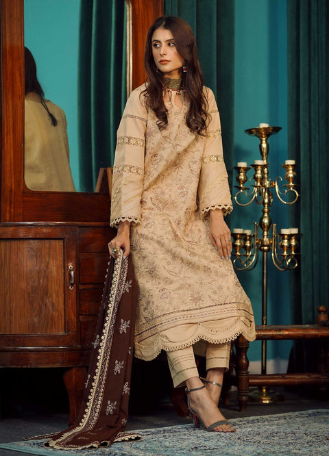 Rose Beige - Moksh by Aayra - Khaddar Unstitched Collection
