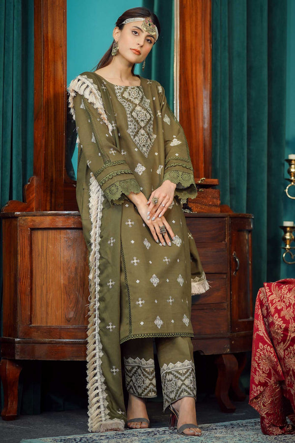 Moss Green - Moksh by Aayra - Khaddar Unstitched Collection
