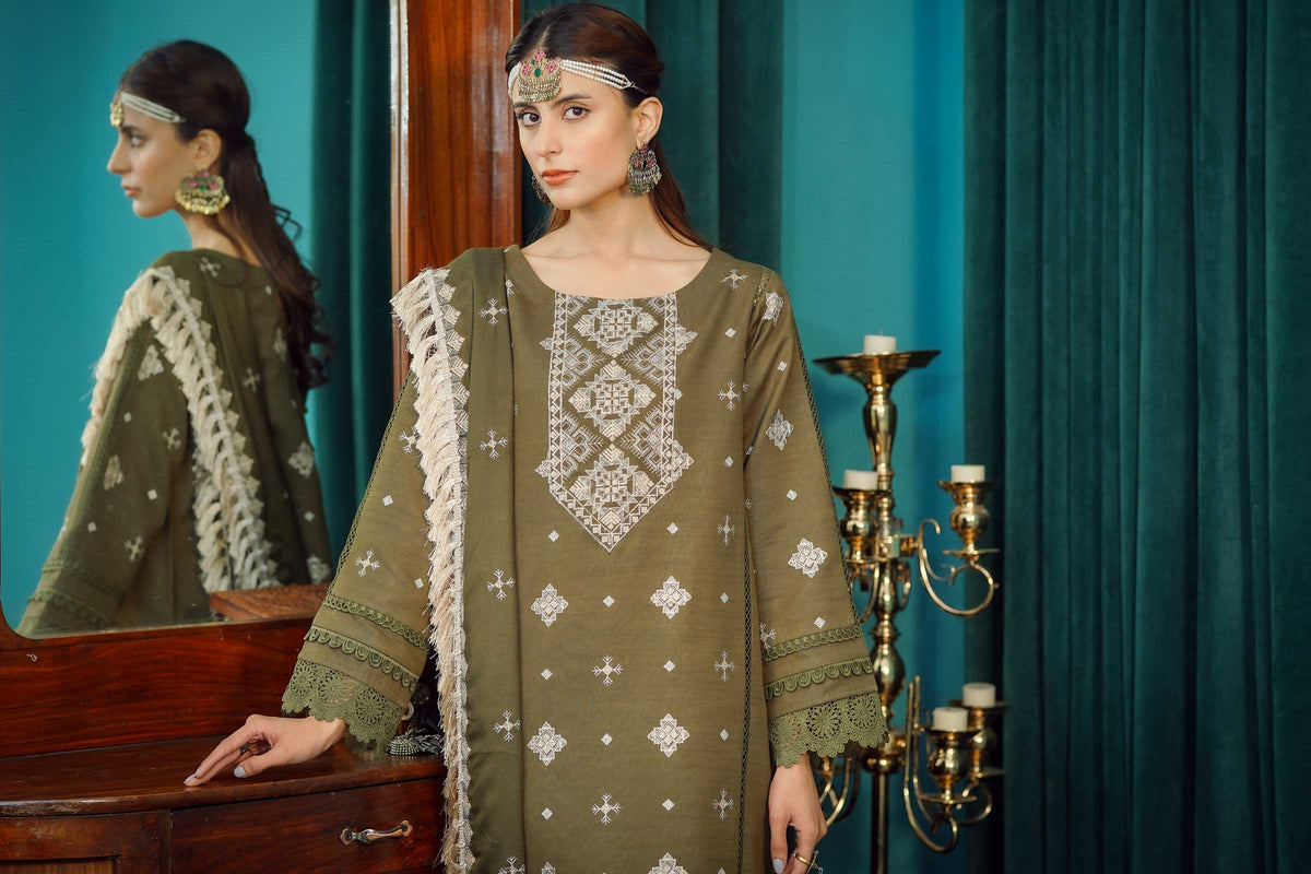 Moss Green - Moksh by Aayra - Khaddar Unstitched Collection