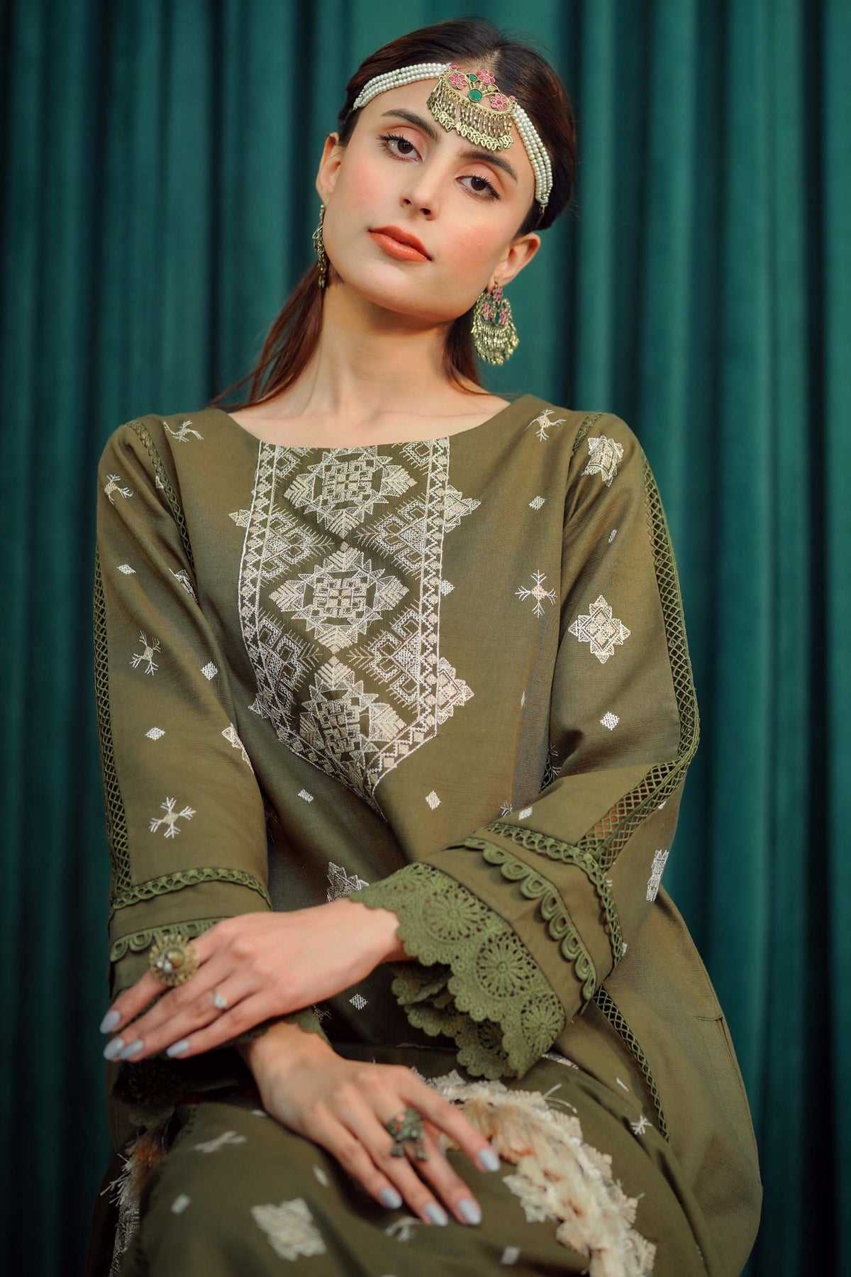 Moss Green - Moksh by Aayra - Khaddar Unstitched Collection